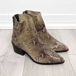 Steve Madden Womens Snakeprint Leather Pointed Booties Brown Size 7